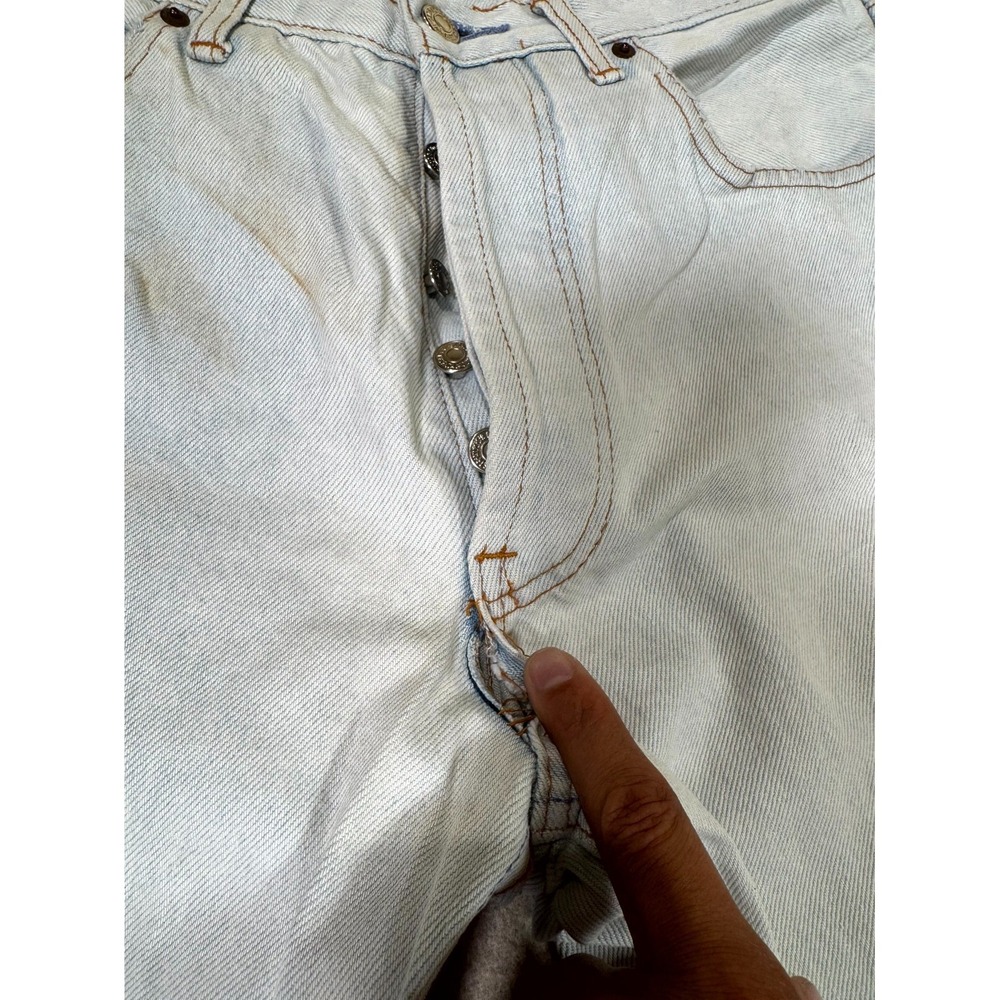 Levis 501 Jeans Mens 30x31 Blue Denim Logo Mid Rise Straight Leg Button Fly - Picture 4 of 16